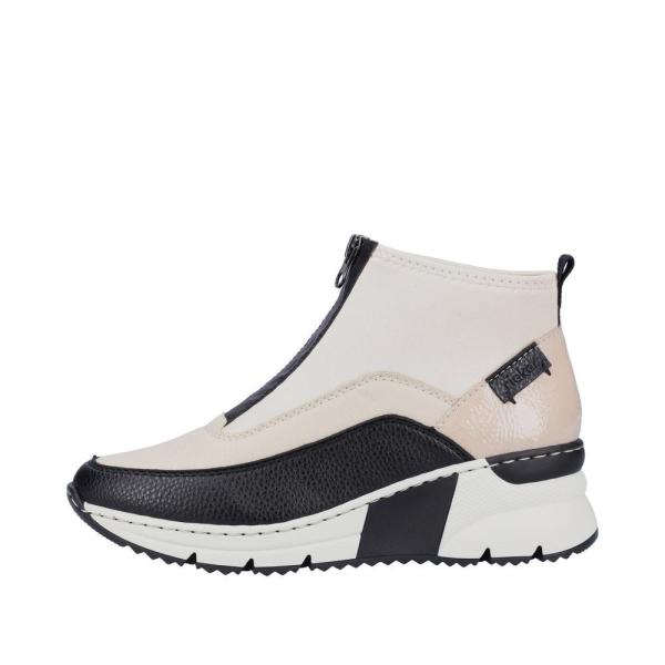Rieker Antistress Damen Stiefelette sportlich Keilabsatz Neopren- Schaft Reißverschluss beige S22 N6352-60 