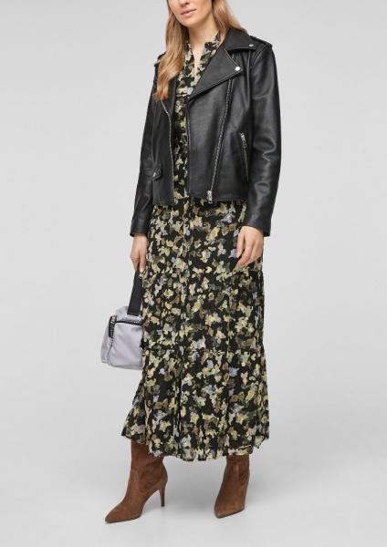 s.Oliver Volant - Kleid mit Allover Print schwarz gemustert S21 2058551 