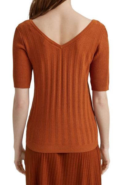 Esprit Shirt Leinen Streifen V - Ausschnitt karamell 061EE1I303 M | E235 CARAMEL | 