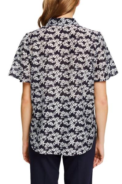 EDC geblümte Bluse mit Leinen 032CC1F302 M | C402 NAVY 3 | 