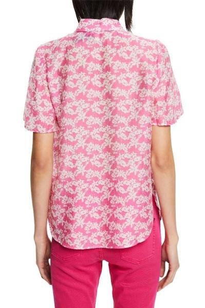 EDC geblümte Bluse mit Leinen 032CC1F302 S | C673 PINK 4 | 