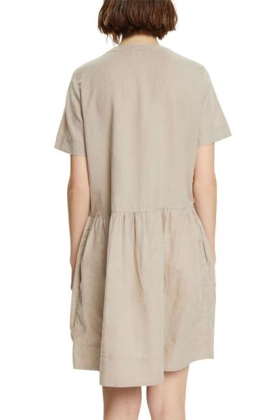 ESPRIT Kleid mit Knopfleiste aus Leinen-Mix 042EE1E315 44 | E260 LIGHT TAUP | 