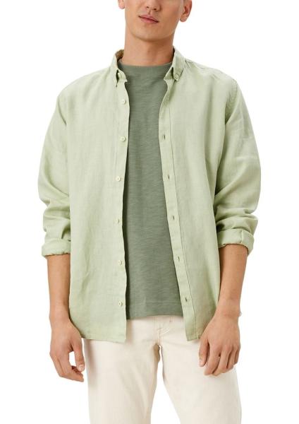 s.Oliver Herren Hemd Leinen langarm  weiß grün S12 2113965 XXXL | 7212 fog green | 