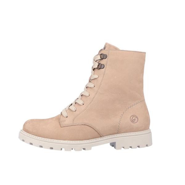 Remonte Damen Schnürstiefel Schnürboots Rauleder Warmfutter Wechselfußbett beige S22 D8479-21 