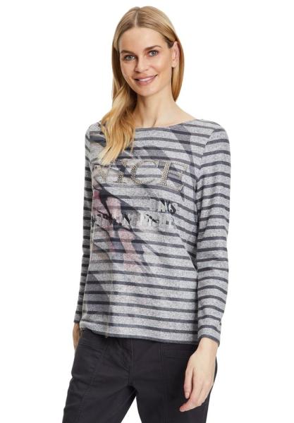 Betty Barclay Langarmshirt gestreift grafisches Muster grau S22 25101130 