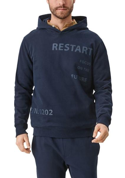 s.Oliver Herren Hoodie Sweatshirt Kapuze Frontprint blau S12  2109629 