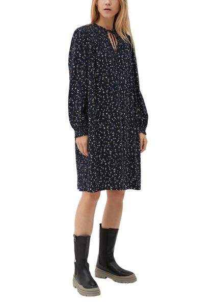 s.Oliver Viskosekleid mit Smok-Details S22 2124916 40 | 59A1 BLUE | 