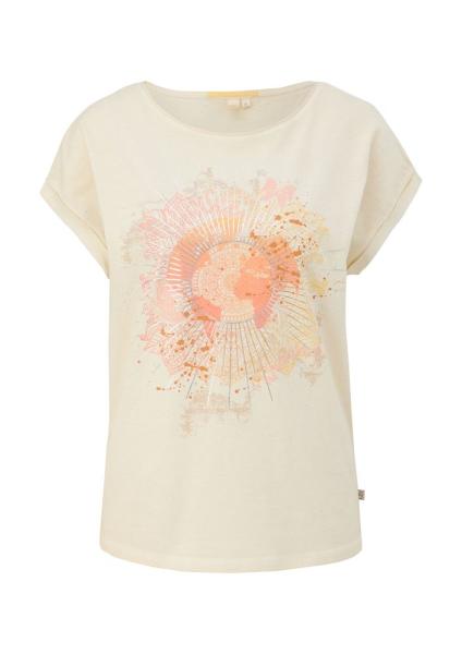 QS designed by Jersey-Shirt mit Frontprint weiß, orange S13  2131396 