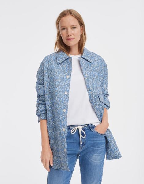 OPUS Overshirt Junila oversize Hemd Wattierung Zwiebelstepp blau S12  10023410278120 