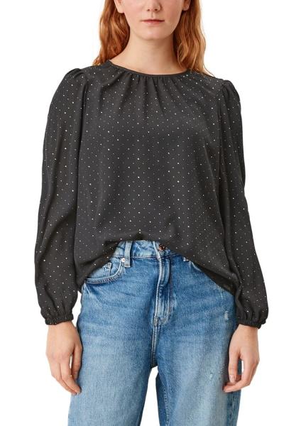 QS designed by Bluse Langarm Puffärmel schwarz S21 2106755 
