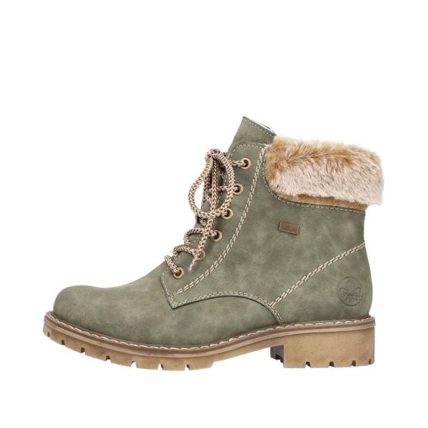 Rieker Antistress Damen Schnürboot Schnürstiefelette TEX- Membran Warmfutter Kunstfell grün S22 Y9100-54 