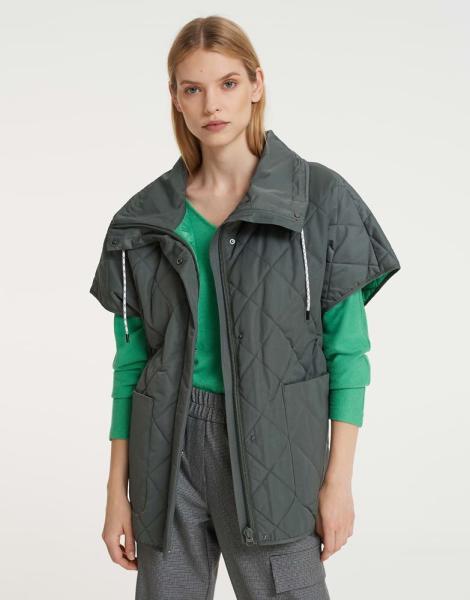 OPUS Steppweste Wirobe Cape überschnittene Schulter oversized grün S22 246669316145 