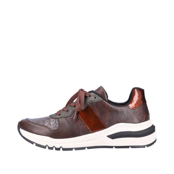 Rieker Antistress Damen Schnürhalbschuh Sneaker Keilsohle Wechselfußbett braun S22 M6602-25 37 | kastanie/nougat | H