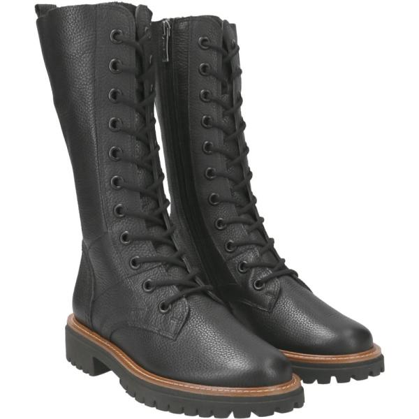 Paul Green Schnürstiefel Leder Boots Reißverschluss schwarz S21 9831-029 