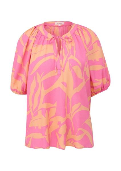 s.Oliver Kurzarmbluse aus Viskose pink, schwarz S13  2131906 
