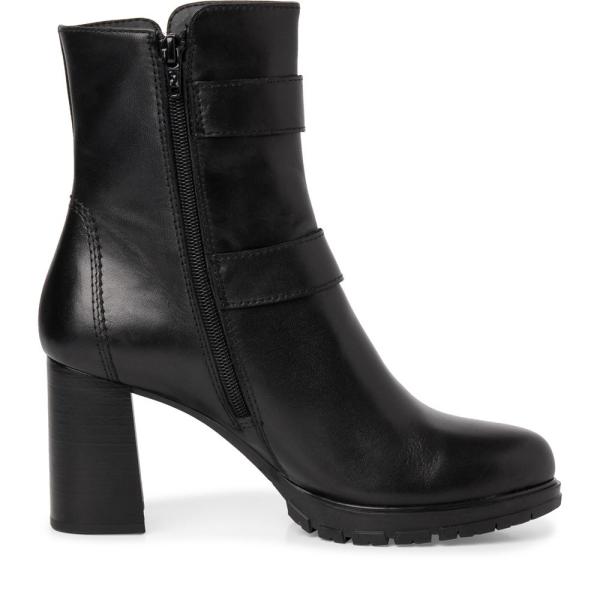 Tamaris Stiefelette Leder Zierschnallen hoher Blockabsatz TOUCHit- Fußbett schwarz S22 1-1-25384-29 40 | 001 BLACK | 