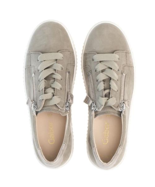 Gabor Sneaker Schnürer Reißverschluss Halbschuh Leder grün 63.334.11 5,5 | schilf (beige) | F