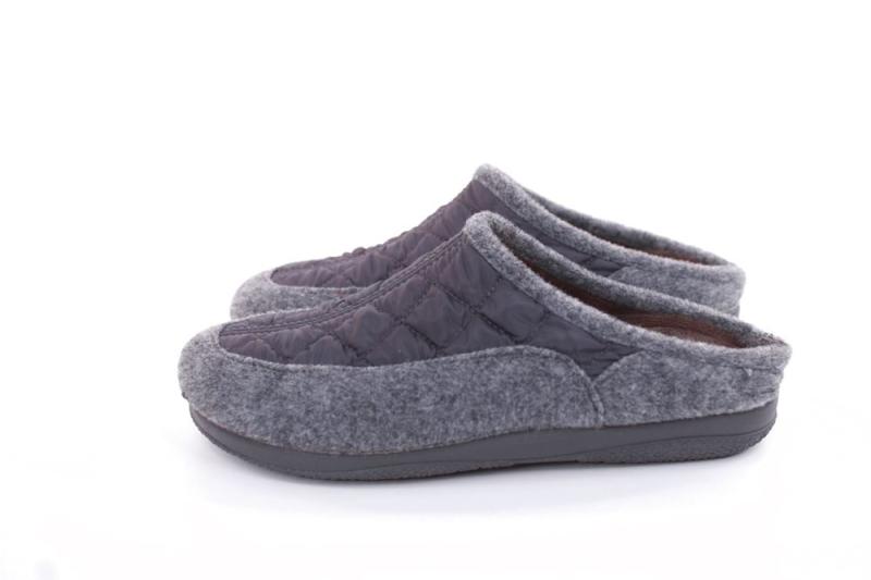 s`knöpfli Damen Hausschuh Pantolette Materialmix grau S22 X10639 