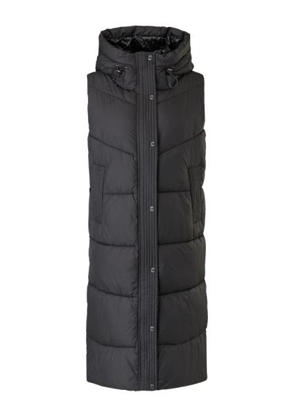 s.Oliver Damen Steppweste lang  Kapuze weiß schwarz S22 2117045 