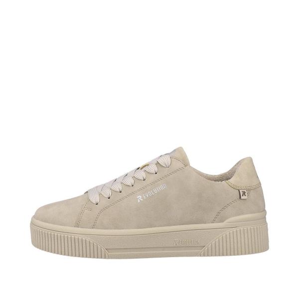 Rieker Evolution Damen Sneaker Plateau- Sohle Leder Wechselfußbett beige S23 W0704-40 
