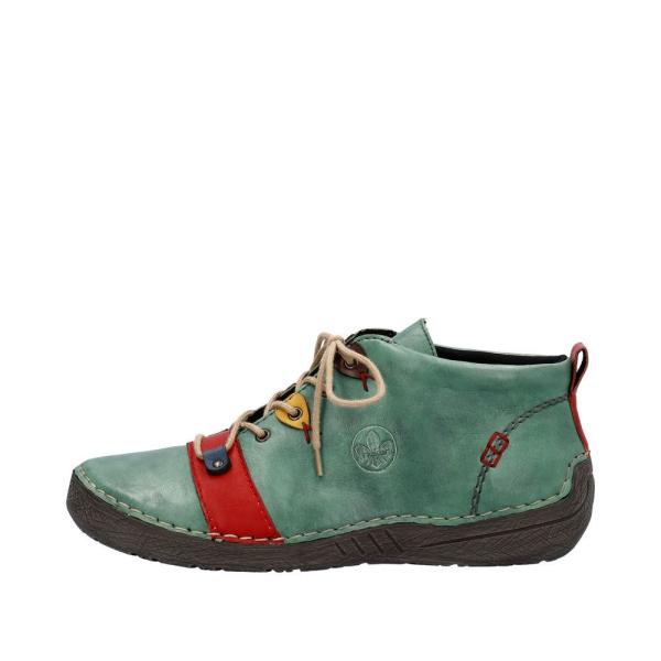 Rieker Antistress Damen Schnürschuh mehrfarbige Ösen grün S23  52507-52 