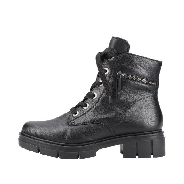 Rieker Antistress Schnürboot Biker-Boot Leder schwarz S21 Y4510-01 40 | schwarz/schwarz | G