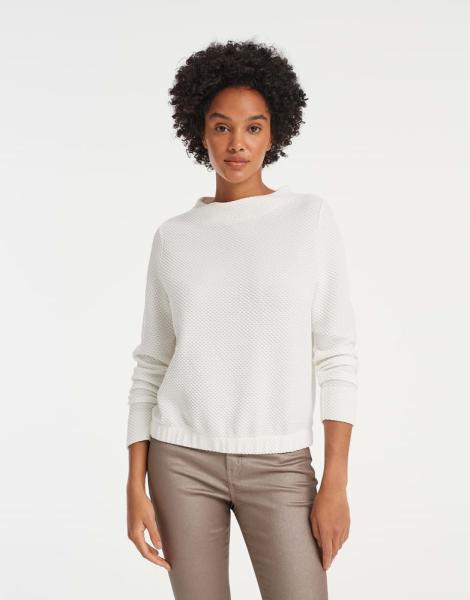 OPUS Sweatshirt Gasdina  Funnelneck Waffelstruktur Gummibund beige S22 1013049448100 