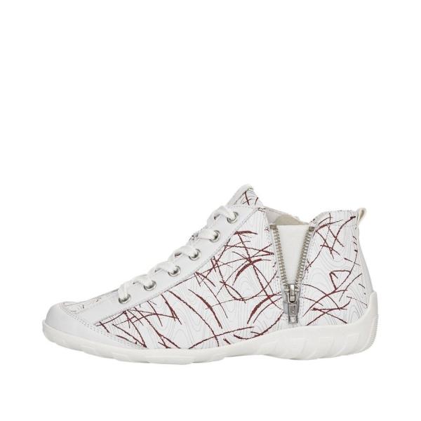 Remonte Damen Sneaker High Leder gemustert weiß S12  R3474-80 38 | weiss/silver-re | G