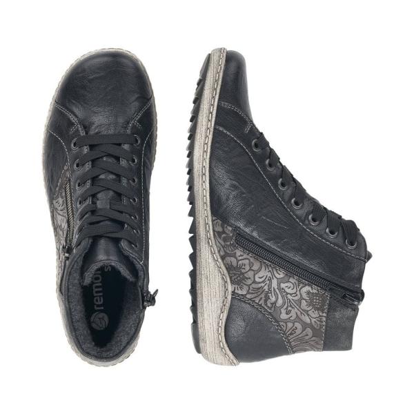 Remonte Stiefelette Schnürstiefel Reißverschluss Tex Membran Wechselfußbett schwarz grau  R1497-45 