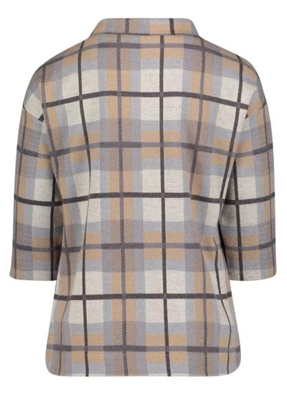 Betty Barclay Sweatshirt 3/4 Arm Karo- Muster Stehkragen grau S22 25251134 