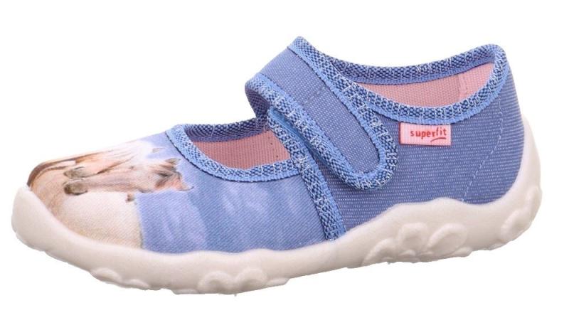 Superfit Hausschuh BONNY Blau mehrfarbig Horses 1-000281-8400 