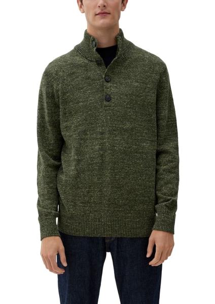 s.Oliver Pullover Melierter Troyer aus Baumwolle S22 2118091 