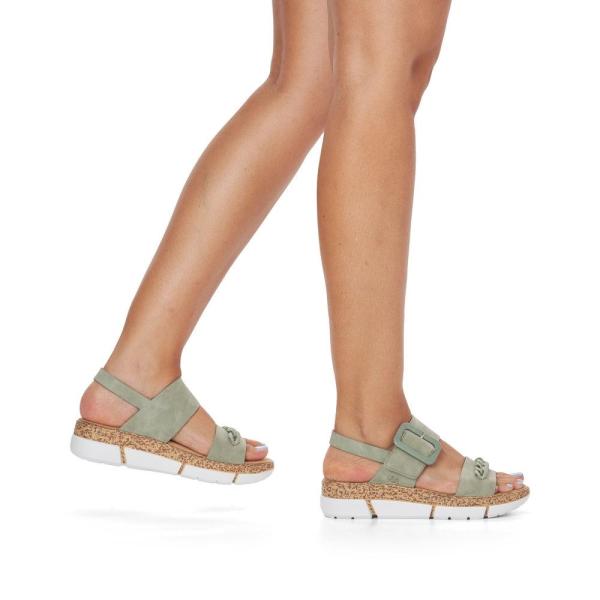 Rieker Damen Riemchensandalen mintgrün Keilabsatz S13  V2350-52 