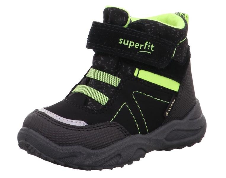 Superfit GLACIER Weit Stiefel Gore Tex Schwarz/gelb weite Form 09227 