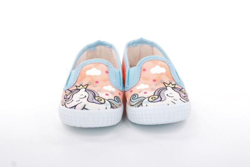 s`knöpfli Kinder Hausschuh Schlupfschuh Mädchen Einhorn- Motiv orange S13 V28851 