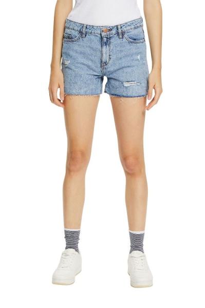 EDC Jeans Shorts kurze Hose Used-Look Baumwolle blau S12 062CC1C302 W26 | C902 BLUE MEDIU | 