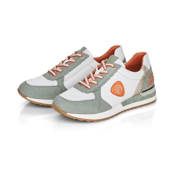 Remonte Sneaker Schnürer Leder grün weiß softfoam R2527-53 40 | mint/weiss/weis | F