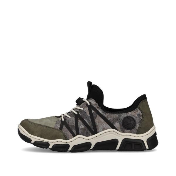 Rieker Antistress Damen Schlupfschuh Slipper sportlich Schnellschnürung grün S13 L0657-54 