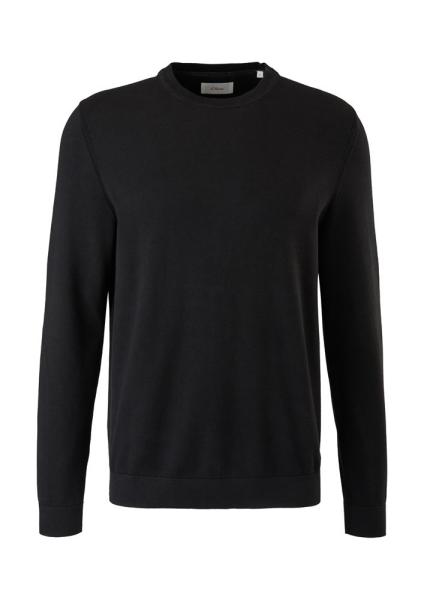 s.Oliver Herren Feinstrickpullover Rippbündchen Baumwolle blau,schwarz S22 2121351 