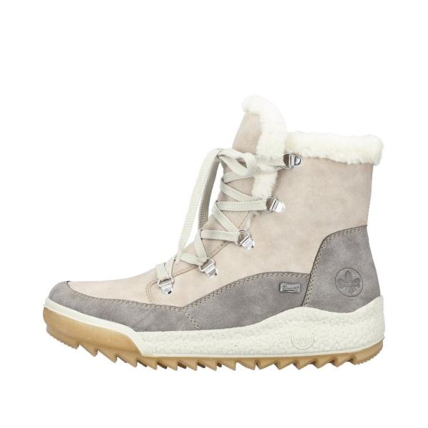 Rieker Antistress Damen Schnürboots Winterboots TEX- Membran Warmfutter derbe Sohle beige S22  Y4744-61 37 | grey/champignon | G