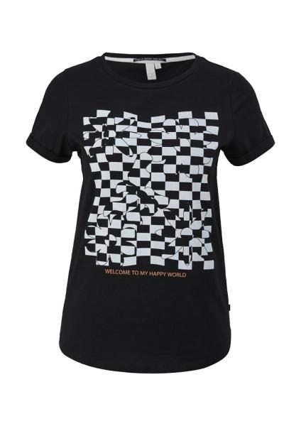 QS designed by Baumwollshirt mit Frontprint grün, schwarz S13 2127632 
