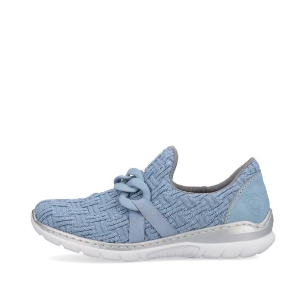 Rieker Antistress Damen Slipper Textil Kettendetail blau S13 L3270-12 