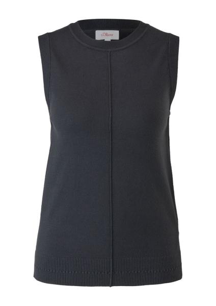 s.Oliver Stricktop Pullunder Ripp- Details, Ziernahnt rot,grau,schwarz S22 2120337 46 | 9400 GREY/BLACK | 