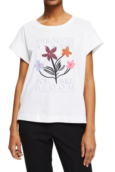 EDC T-Shirt Print Biobaumwolle rundhals weiß S12  032CC1K306 