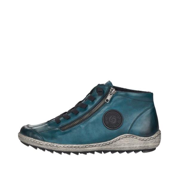 Remonte Schnürstiefelette Schnürboots Elastikbänder Reißverschluss Wechselfußbett grün S22 R1498-12 