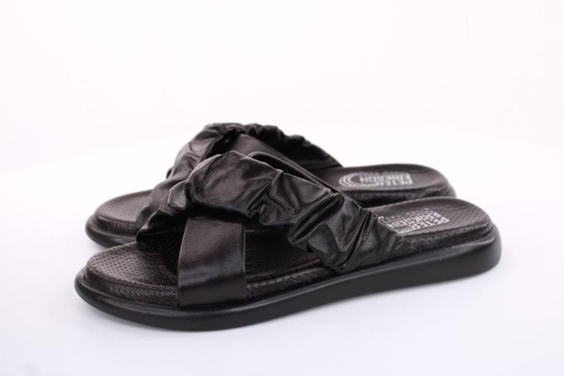 PETER ERIKSON Damen Pantolette Leder Comfort- Fußbett grün, schwarz S13 221511 