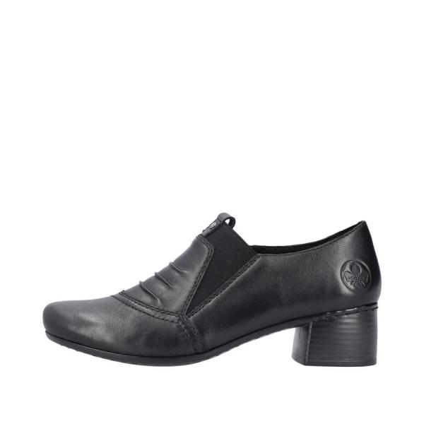 Rieker Antistress Damen Slipper Trotteur Leder Blockabsatz schwarz S23 41657-00 