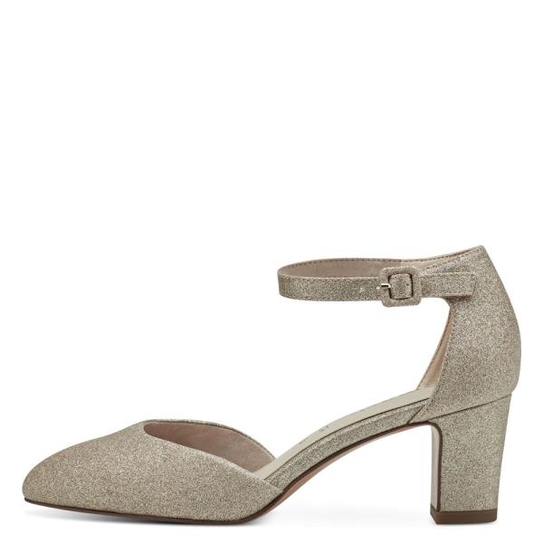 Tamaris Pumps Riemchen TOUCHit- Fußbett Glitzereffekt weiß, gold S13  1-1-24432-20 