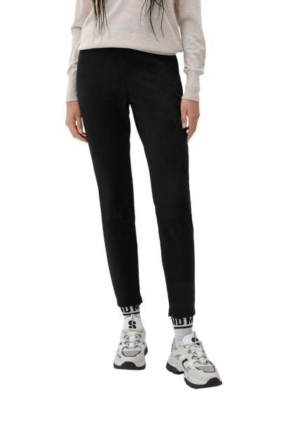 QS designed by Leggings Veloursleder- Optik Lederimitat Elastikbund schwarz S22 2125268 44 | 9999 GREY/BLACK | 