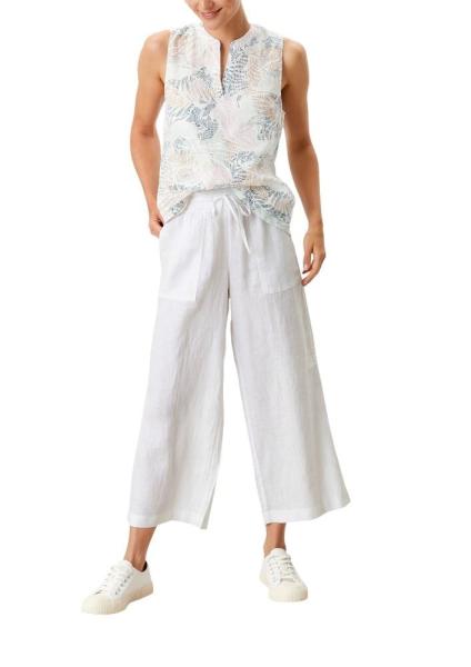s.Oliver Hose Culotte aus Leinen Regular weiß und sand 2113321 34 | 84W9 BROWN | 